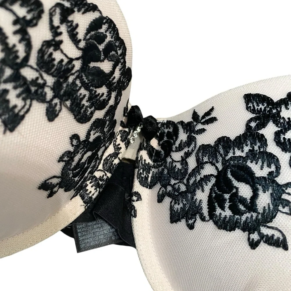Smart & Sexy Pink and Black Lacy Flirty Full Coverage Underwire Bra Size 40D